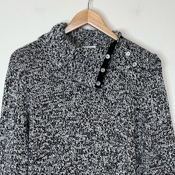 Jones New York Country sweater M gray heather split collar pullover - Picture 2 of 8